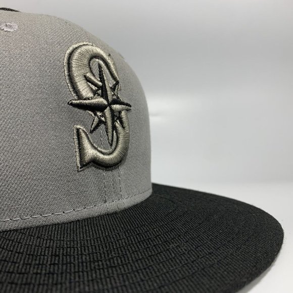 New Era 59Fifty Seattle Mariners 7 1/8 Fitted Hat MLB Grey Black Alternate Color - Picture 6 of 7